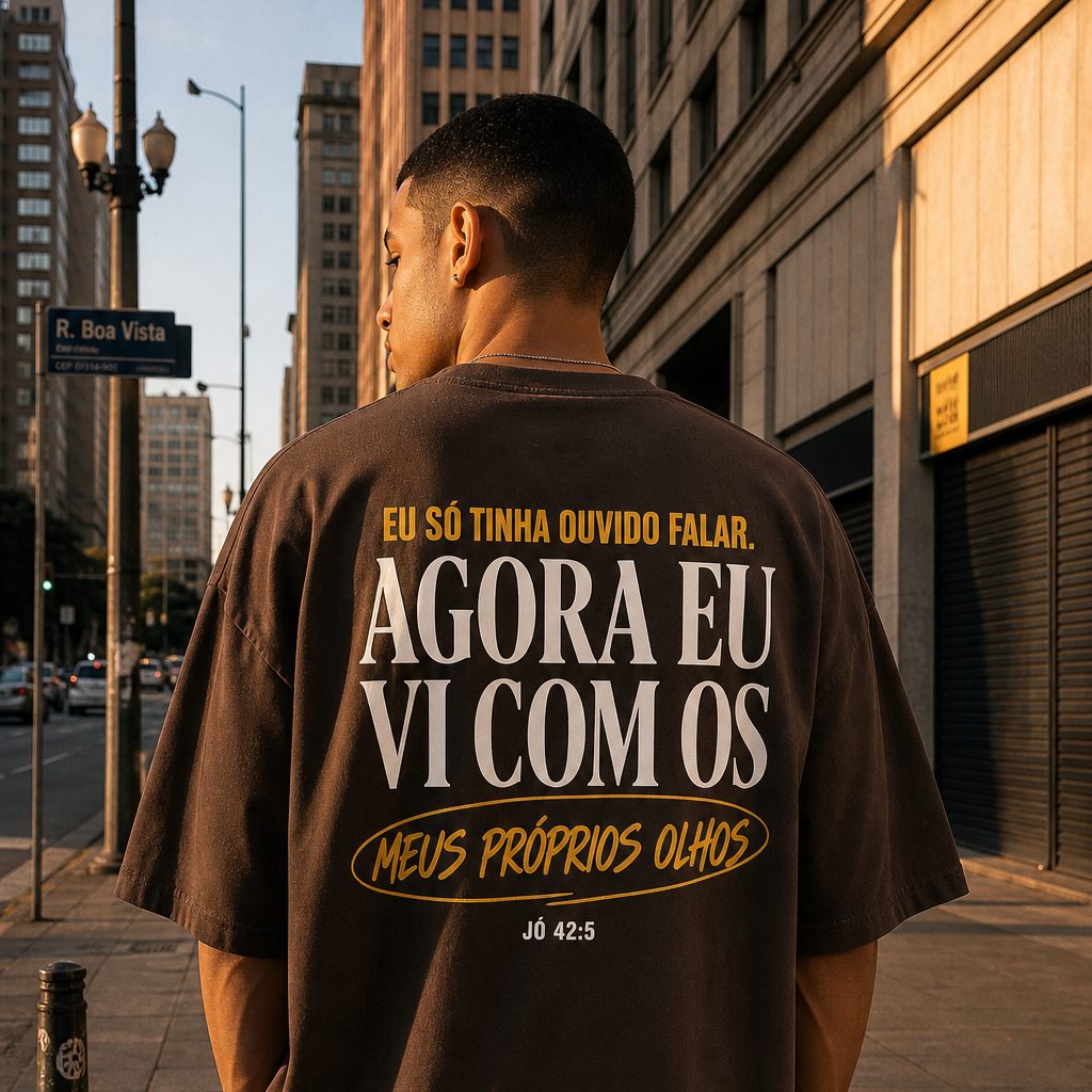 Camiseta Oversized - JO 42:5 - Marrom