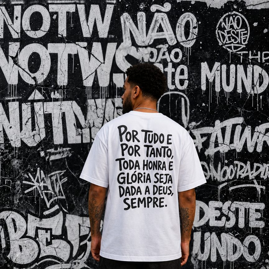 Camiseta Oversized - Toda gloria a Deus - Branca