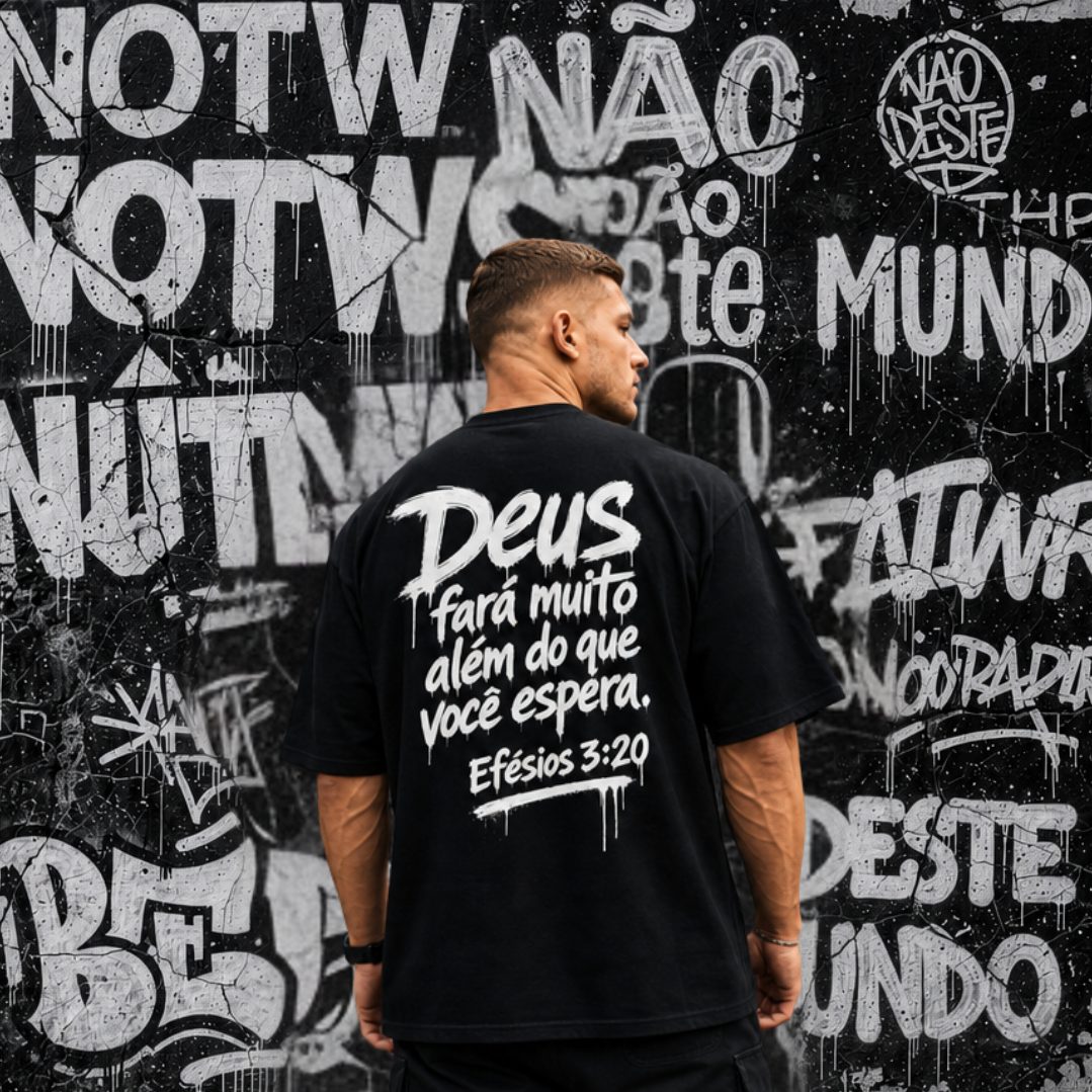 Camiseta Oversized - Efesios 3:20 - Preta