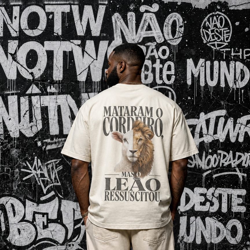Camiseta Oversized - Cordeiro - Off white