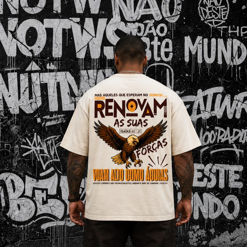 Camiseta Oversized — Isaias 40:31 - Off White